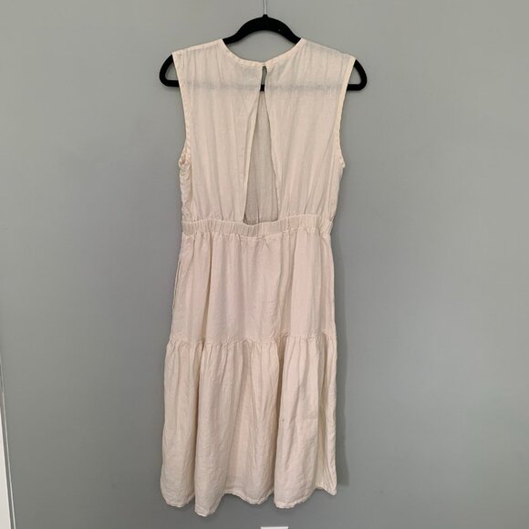 Everlane neutral beige 100% linen peek open back midi length lined dress - Picture 5 of 12